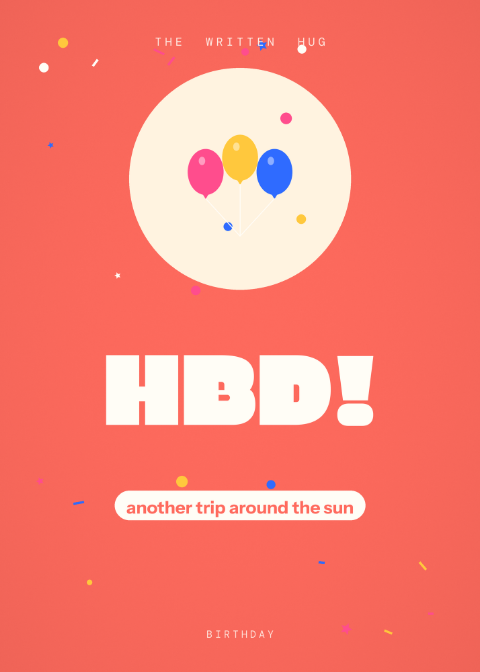 HBD birthday card from The Written Hug
