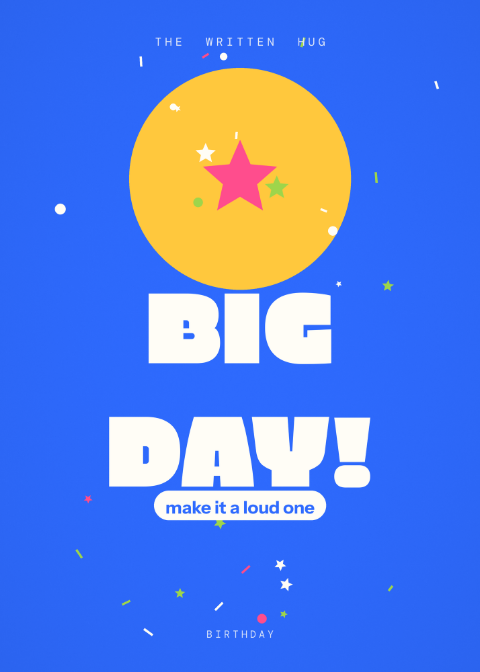 Big Day birthday card from The Written Hug