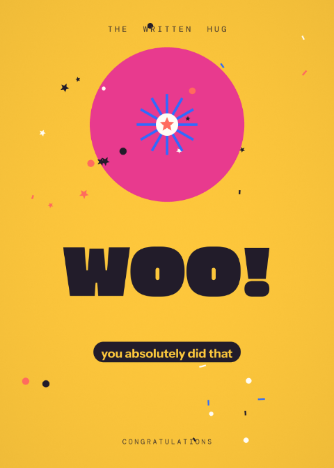 Woo congratulations card from The Written Hug