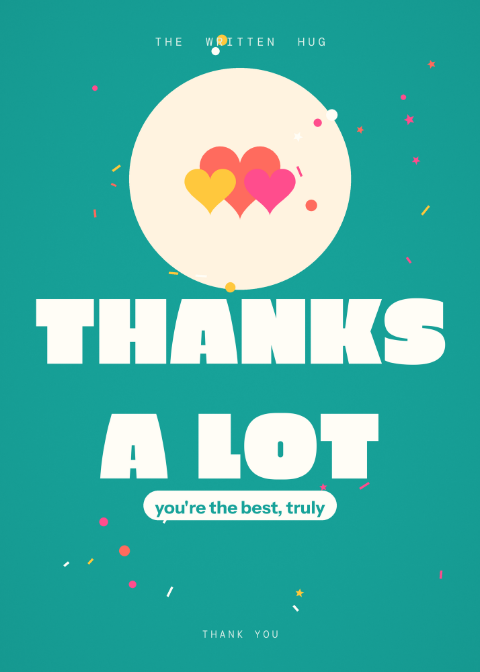 Thanks a Lot thank you card from The Written Hug