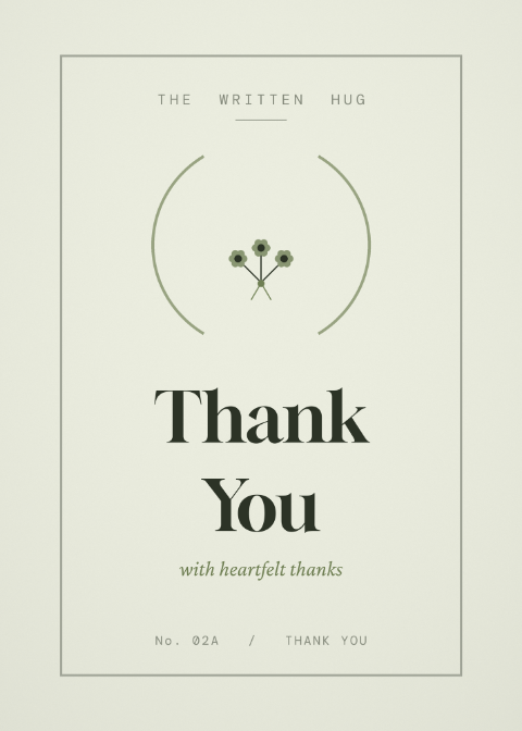 Thank You card from The Written Hug