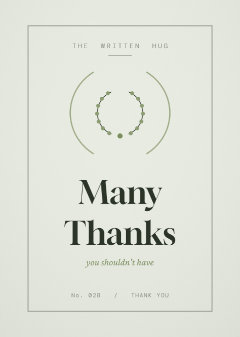 Many Thanks card from The Written Hug
