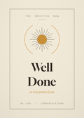 Well Done congratulations card from The Written Hug