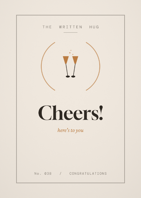 Cheers congratulations card from The Written Hug