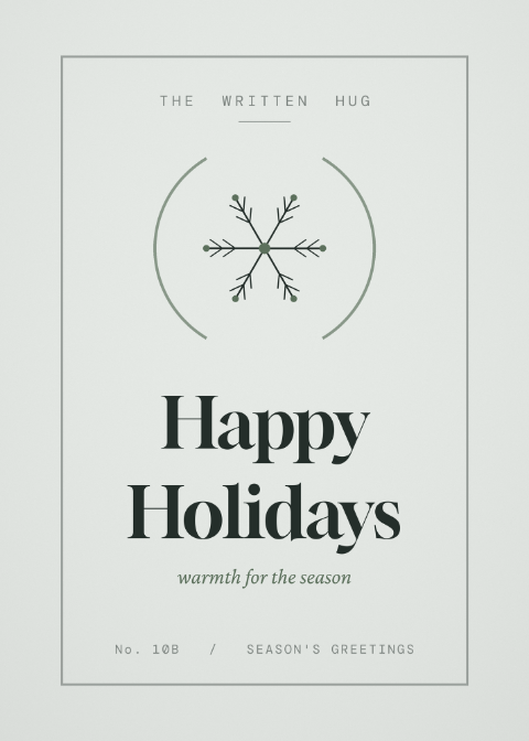 Happy Holidays card from The Written Hug