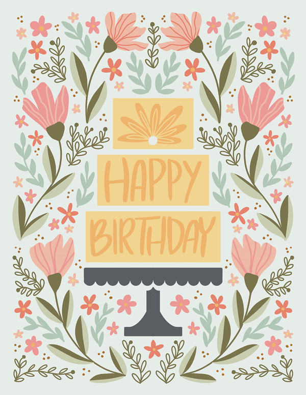 Happy Birthday Tiered Cake front