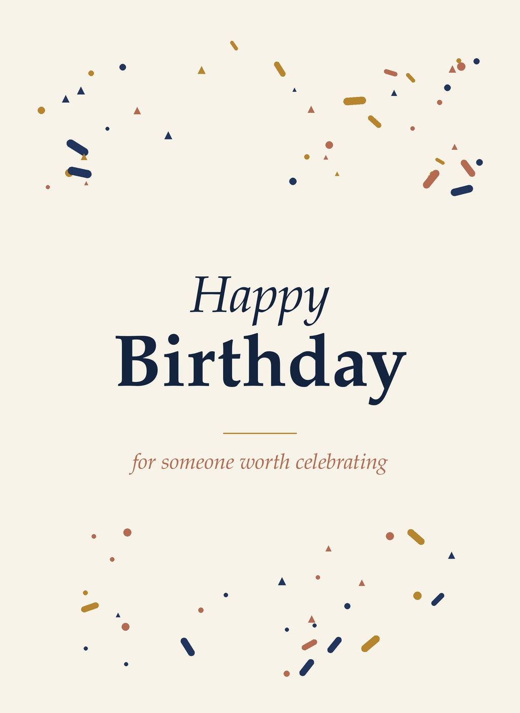 The Written Hug folded 5x7 birthday card, confetti design