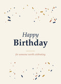 The Written Hug folded 5x7 birthday card, confetti design