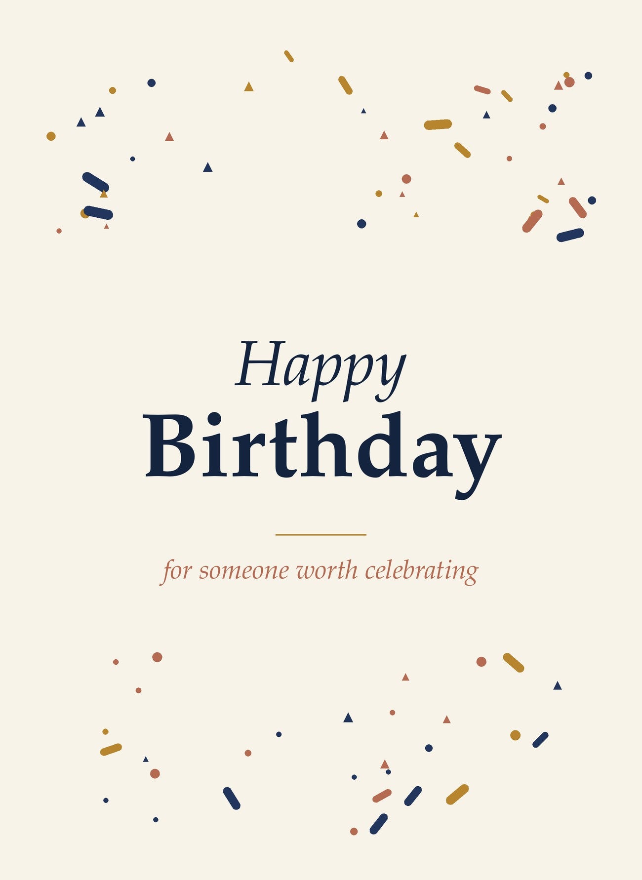 The Written Hug folded 5x7 birthday card, confetti design