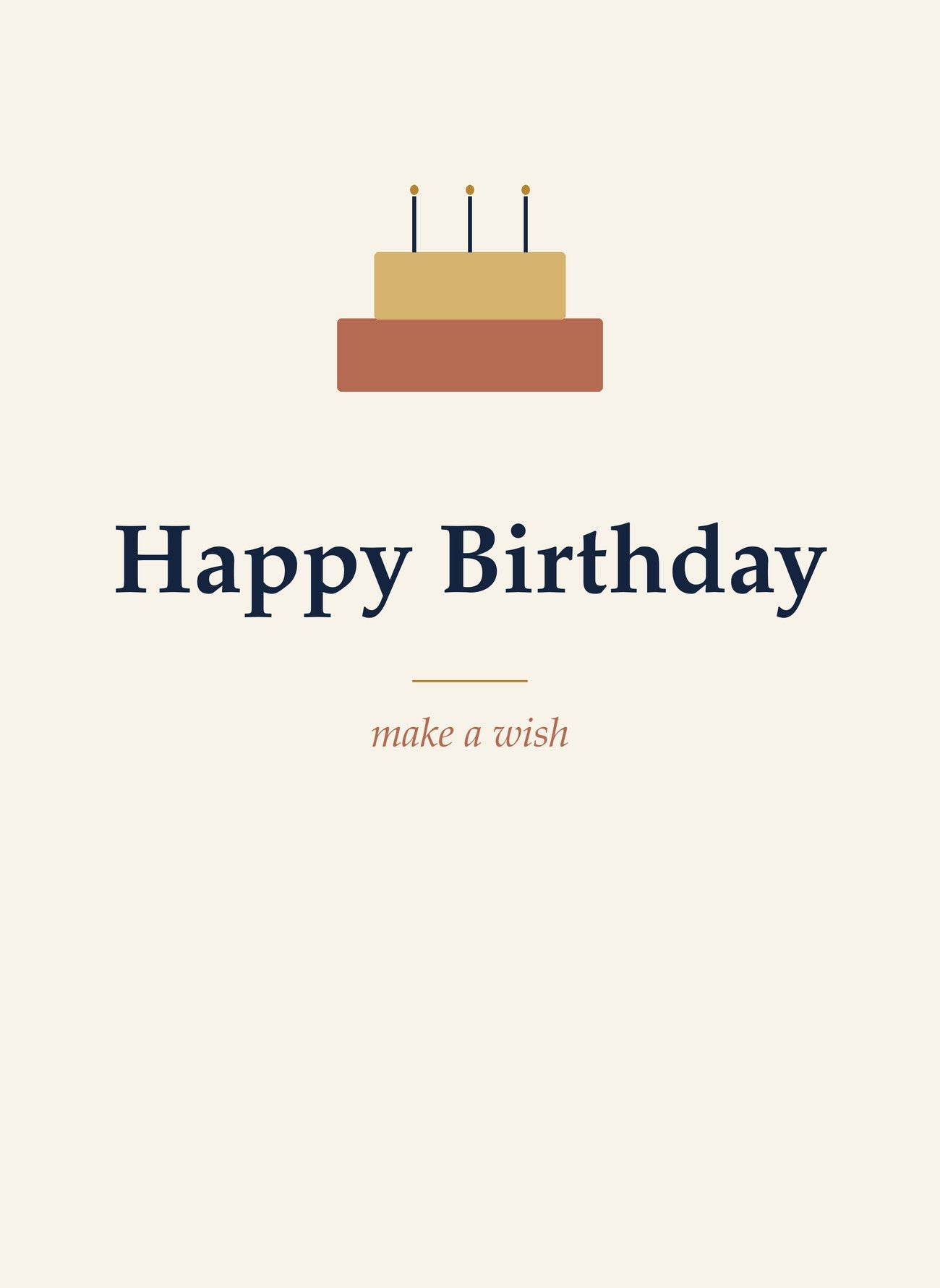 Birthday cake folded 5x7 card front