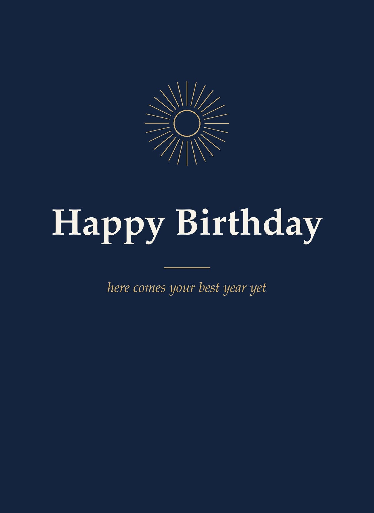 Birthday sunburst folded 5x7 card front