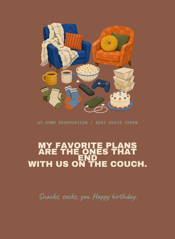 My Favorite Plans Are the Ones That End With Us on the Couch. front