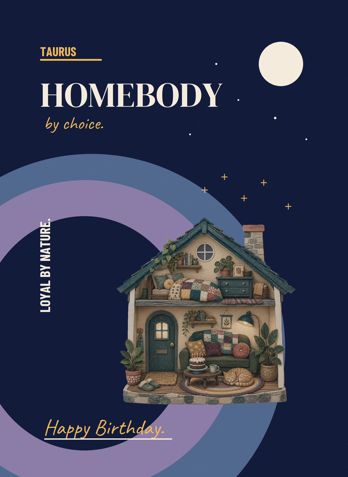 Homebody by Choice. Loyal by Nature. Taurus birthday card front