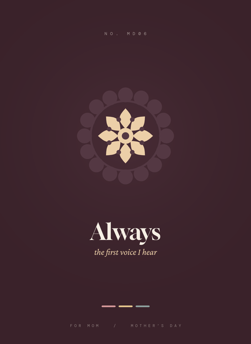 Always card, a layered cream and blush flower on deep rose