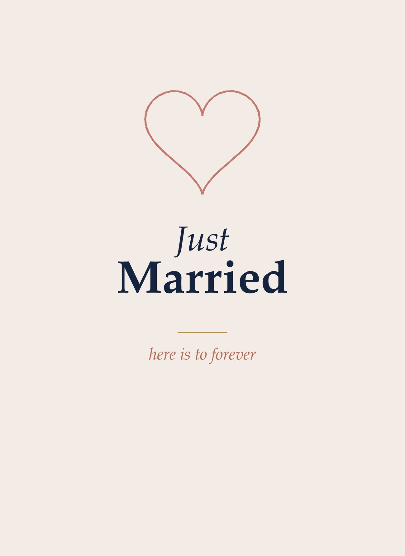Just Married folded 5x7 card front
