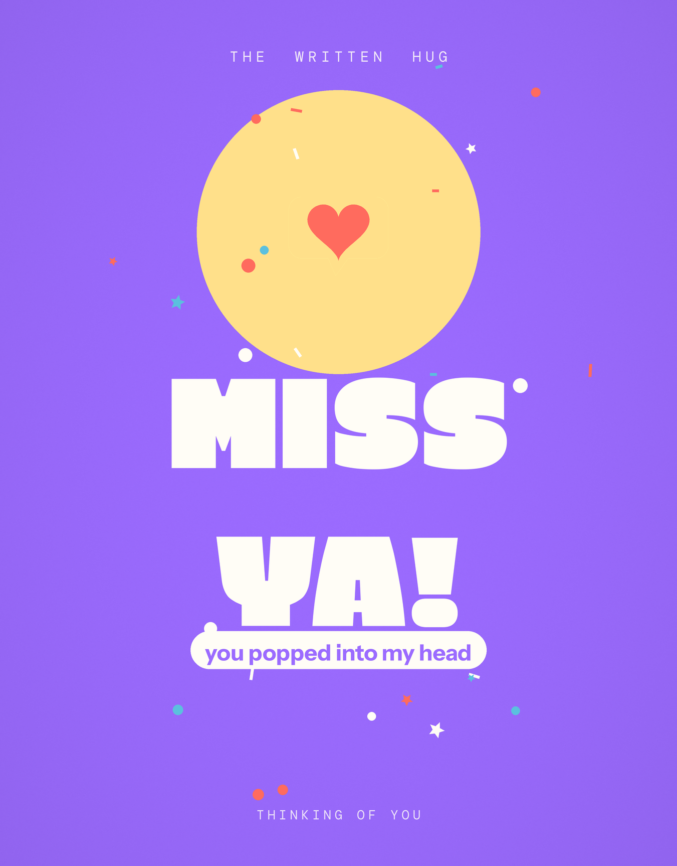 Miss Ya playful thinking of you card by The Written Hug