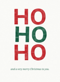 Christmas card with a bold red and green Ho Ho Ho
