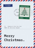 Merry Christmas card styled as an airmail envelope from the North Pole
