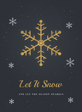 Christmas card with a golden snowflake with drifting snow