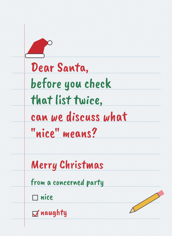 Dear Santa, Define Nice front