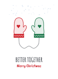 Christmas card with a pair of mittens joined by a string