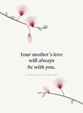 Sympathy card with magnolia branches in soft watercolor