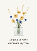 Sympathy card with wildflowers and wheat in a mason jar