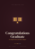 Congratulations Graduate card, an open gold book with a ribbon on oxblood