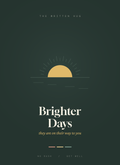 Brighter Days card, a gold sun rising over a horizon on deep sage