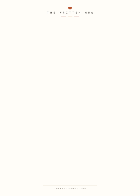 The Written Hug A4 letterhead, printed in real ink and mailed for you