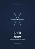 Let It Snow card, a pale geometric snowflake on deep winter blue