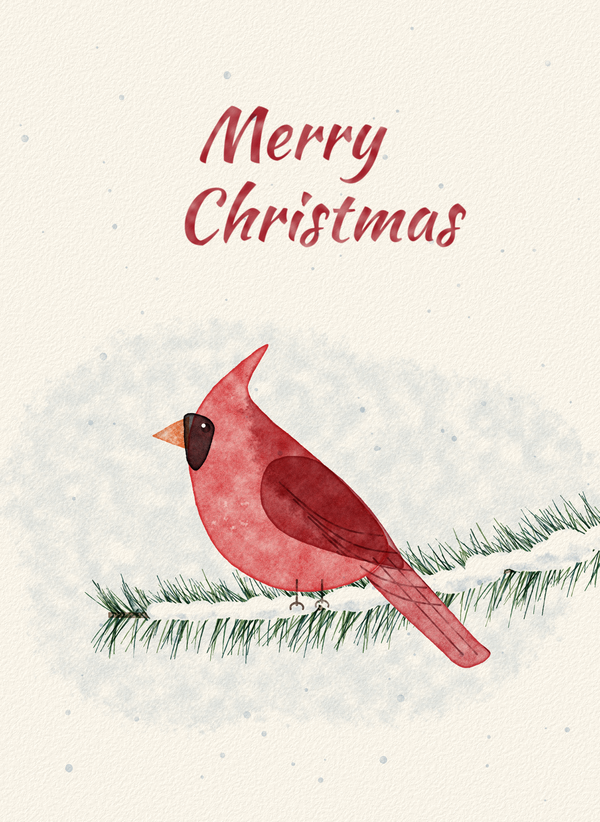 Merry Christmas (Watercolor Cardinal) front