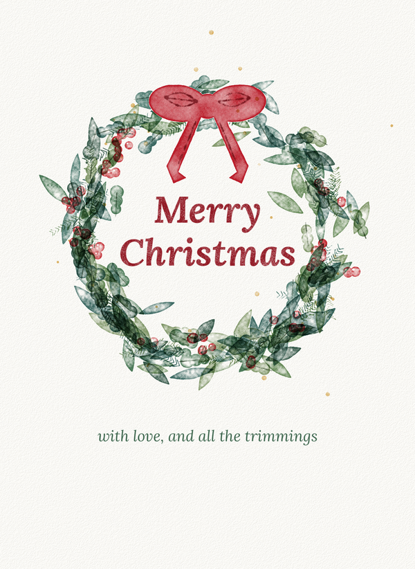 Merry Christmas (Watercolor Wreath) front